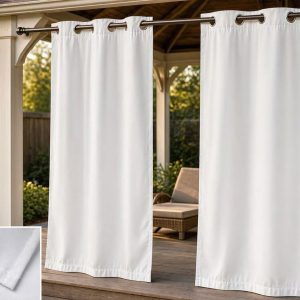 Waterproof Outdoor Patio Curtains Sun Blocker Mildew Resistant Porch Gazebo Cabana Drapes Single Panel Grommet Top White