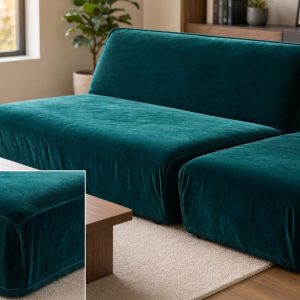 24 Velvet Plush Futon Cover Stretch Foldable Couch Bed Slipcover Wrinkle Resistant Soft Furniture Protector Deep Teal