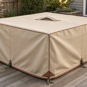 26 Waterproof Patio Furniture Cover Heavy Duty Outdoor Sectional Sofa V Shaped Couch Protector Canvas Beige Brown