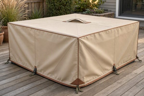 26 Waterproof Patio Furniture Cover Heavy Duty Outdoor Sectional Sofa V Shaped Couch Protector Canvas Beige Brown
